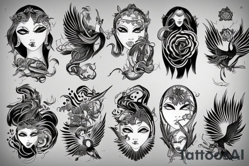 Wing with wind woman’s tattoo idea