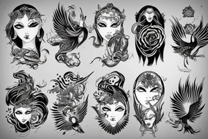 Wing with wind woman’s tattoo idea