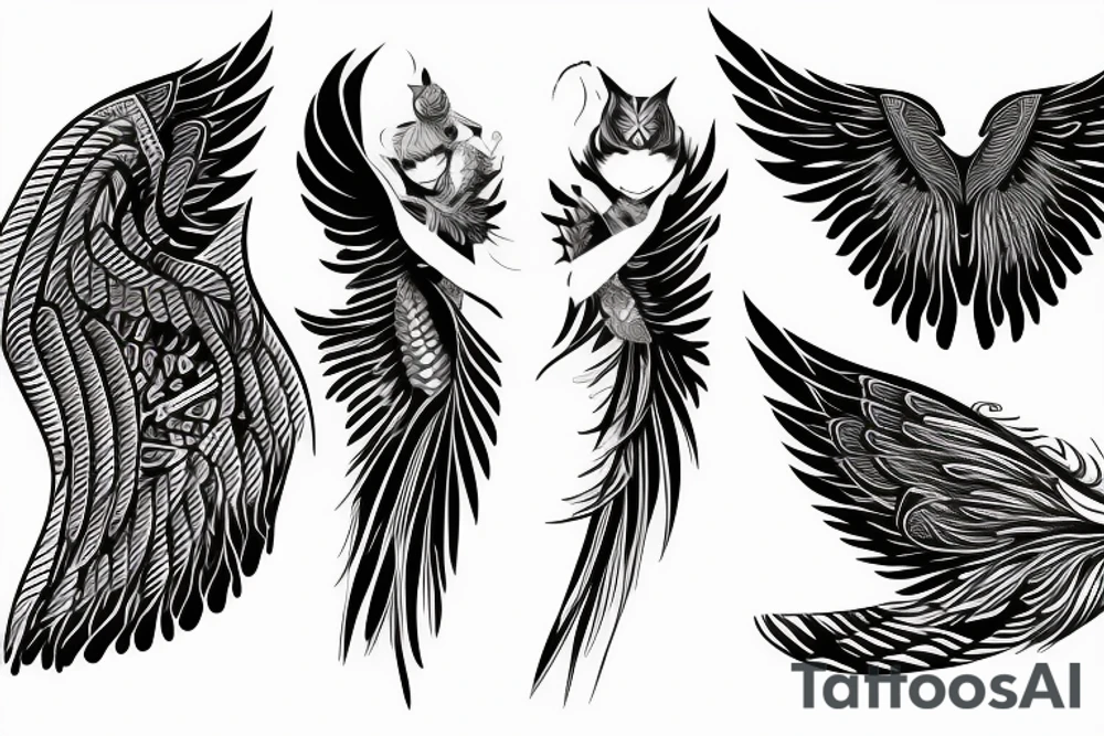 Wing with wind woman’s tattoo idea