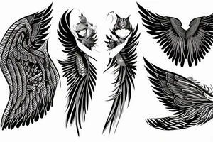 Wing with wind woman’s tattoo idea