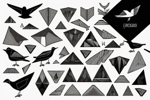 mountains with birds and geometric tattoo idea
