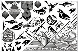 mountains with birds tattoo idea