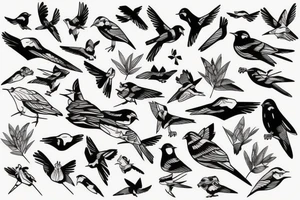 mountains with birds tattoo idea