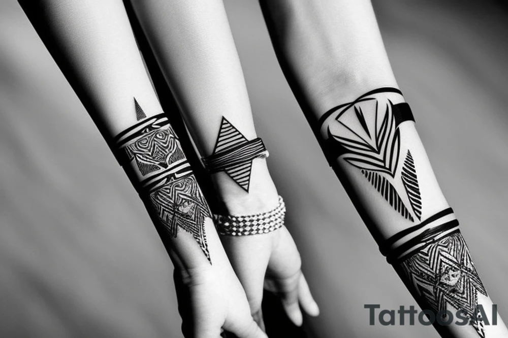 bracelet whit triancle and geometric arrow tattoo idea