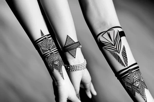 bracelet whit triancle and geometric arrow tattoo idea