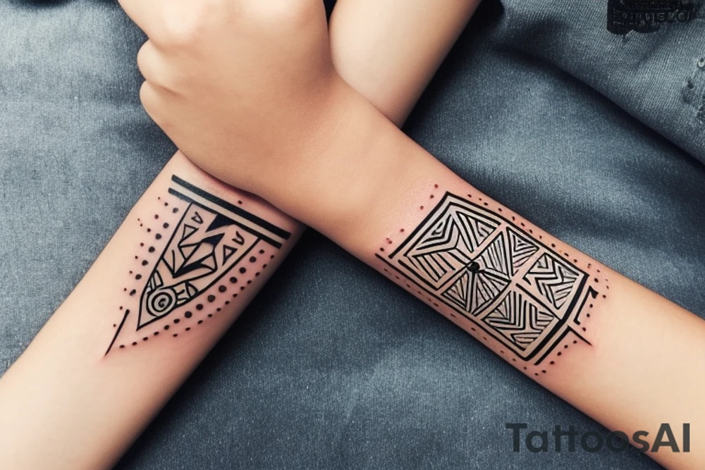 bracelet whit triancle and geometric arrow tattoo idea