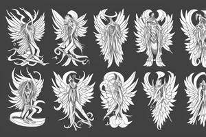 tree humanoid with wings tattoo idea