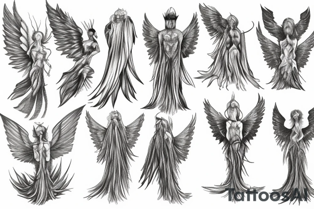 tree humanoid with wings tattoo idea
