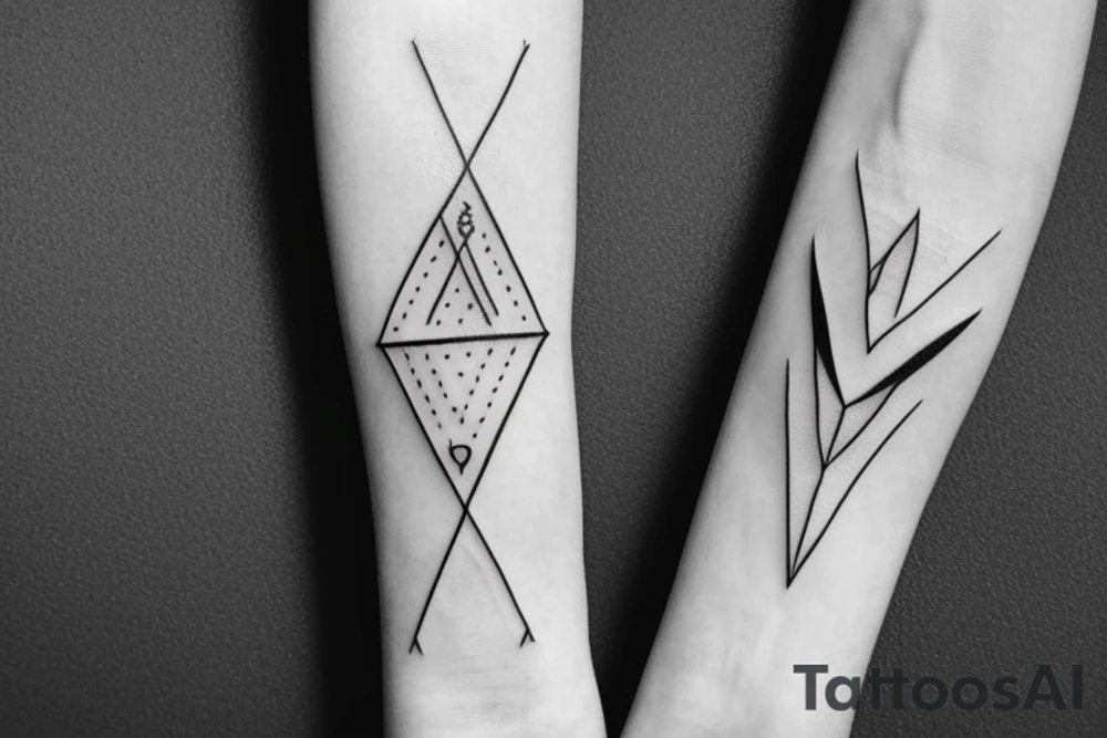 bracelet whit triangle and geometric arrow tattoo idea