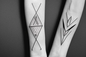bracelet whit triangle and geometric arrow tattoo idea