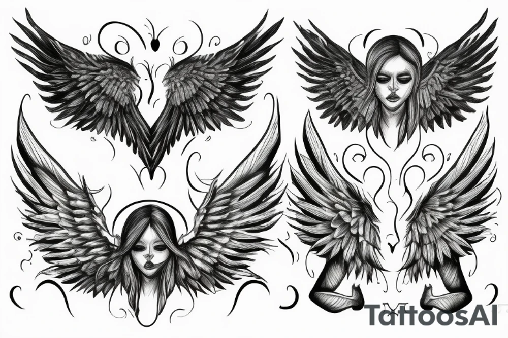 tree humanoid with wings tattoo idea