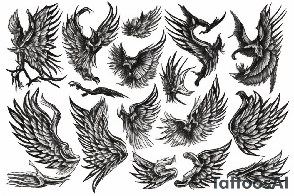 tree humanoid with wings tattoo idea