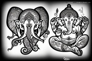 cyberworld ganesha AI tattoo idea