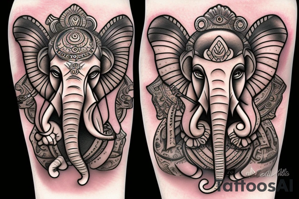 cyberworld ganesha AI tattoo idea