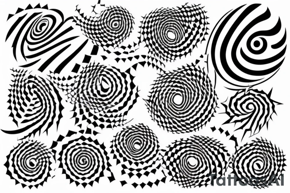 optical illusion looking like a vortex with spikes out of center tattoo idea