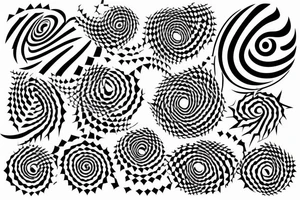 optical illusion looking like a vortex with spikes out of center tattoo idea