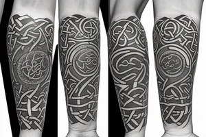 Celtic sun, American flag, celtic knot, upper arm tattoo idea