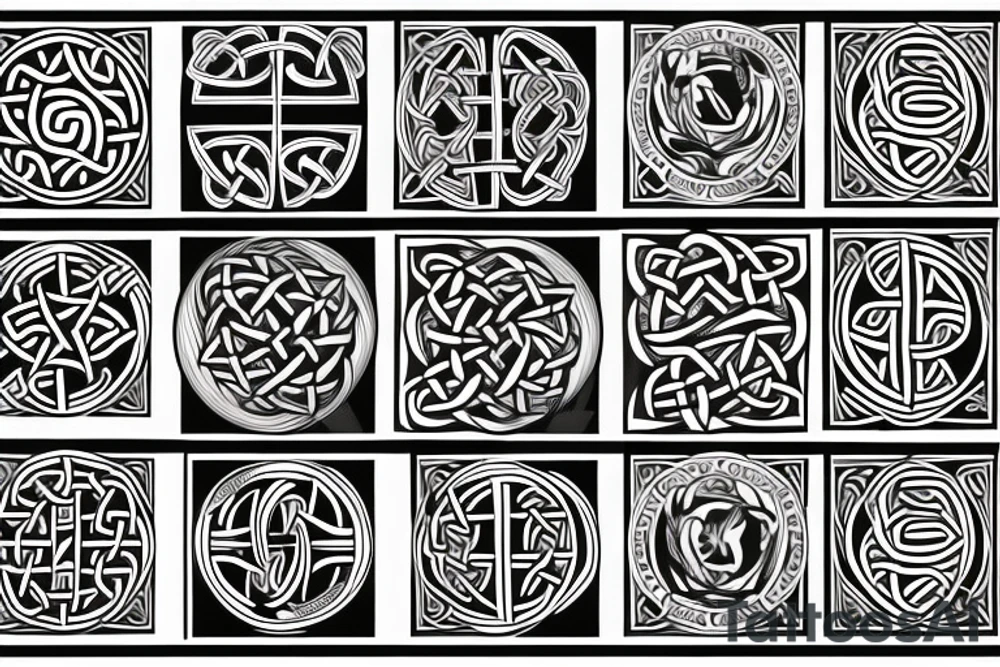 Celtic sun, American flag, celtic knot, upper arm tattoo idea
