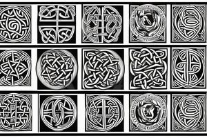 Celtic sun, American flag, celtic knot, upper arm tattoo idea