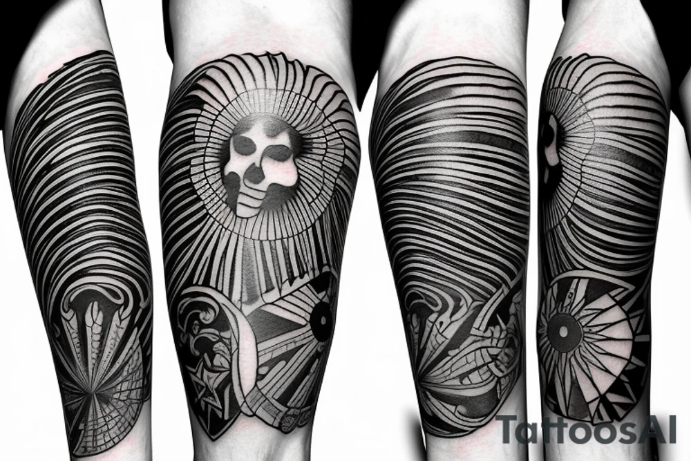 sun, patriotic upper arm tattoo idea