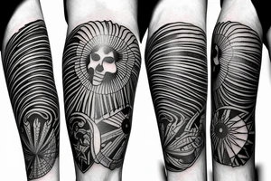 sun, patriotic upper arm tattoo idea