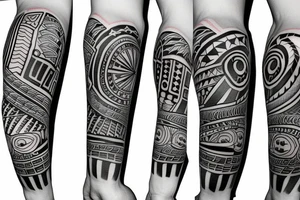 sun, patriotic, tribal upper arm tattoo idea