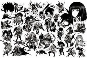 Anime berserk fighting demons tattoo idea