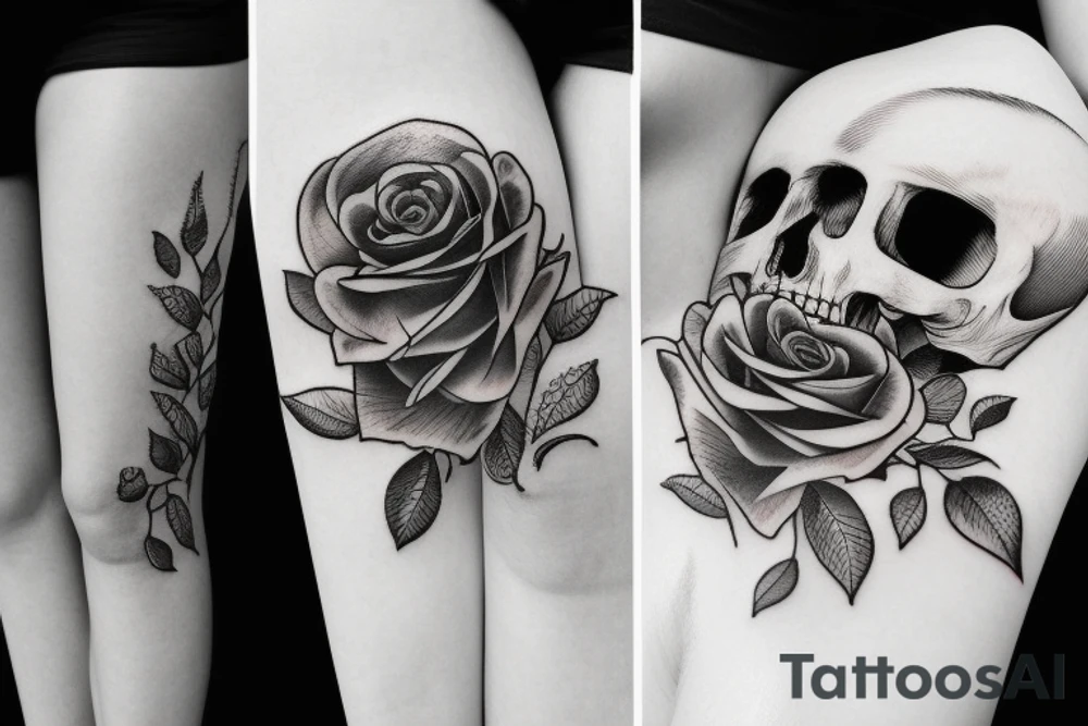 a moon and skull and rose in a vertical line tattoo idea a moon and skull and rose in a vertical line tattoo idea
