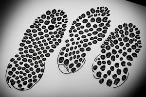 Bear paw print, wolf paw print and linx paw print in a vertical line tattoo idea