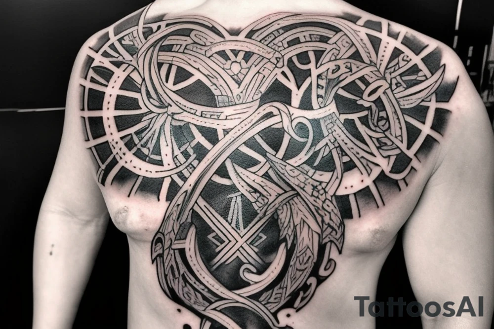Design mir ein rücken Tattoo bei dem die eine seite komplett schwarz ist und die orthodoxe seite links aufrist in so einen vernommen style in der mitte der Wirbelsäule soll ein orthodoxes Kreuz sein und Flügel oben an den schulter Blätter tattoo idea