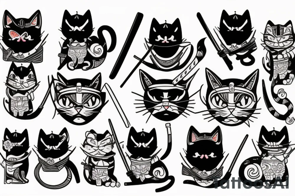 cat samurai tattoo idea