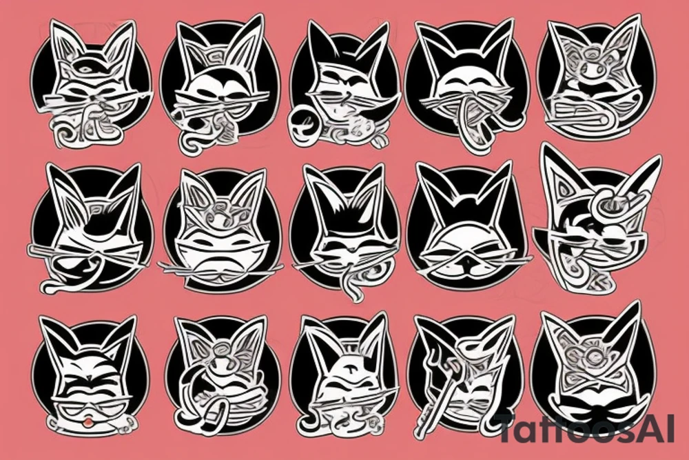 cat samurai tattoo idea