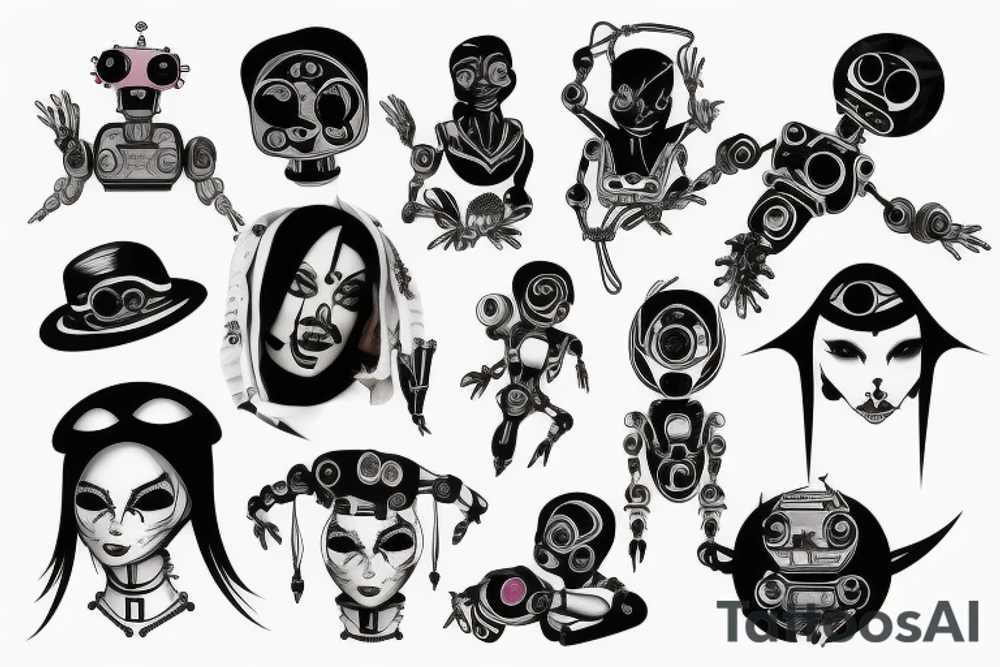 robotic goth tattoo idea