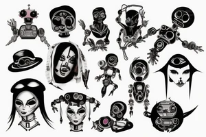robotic goth tattoo idea