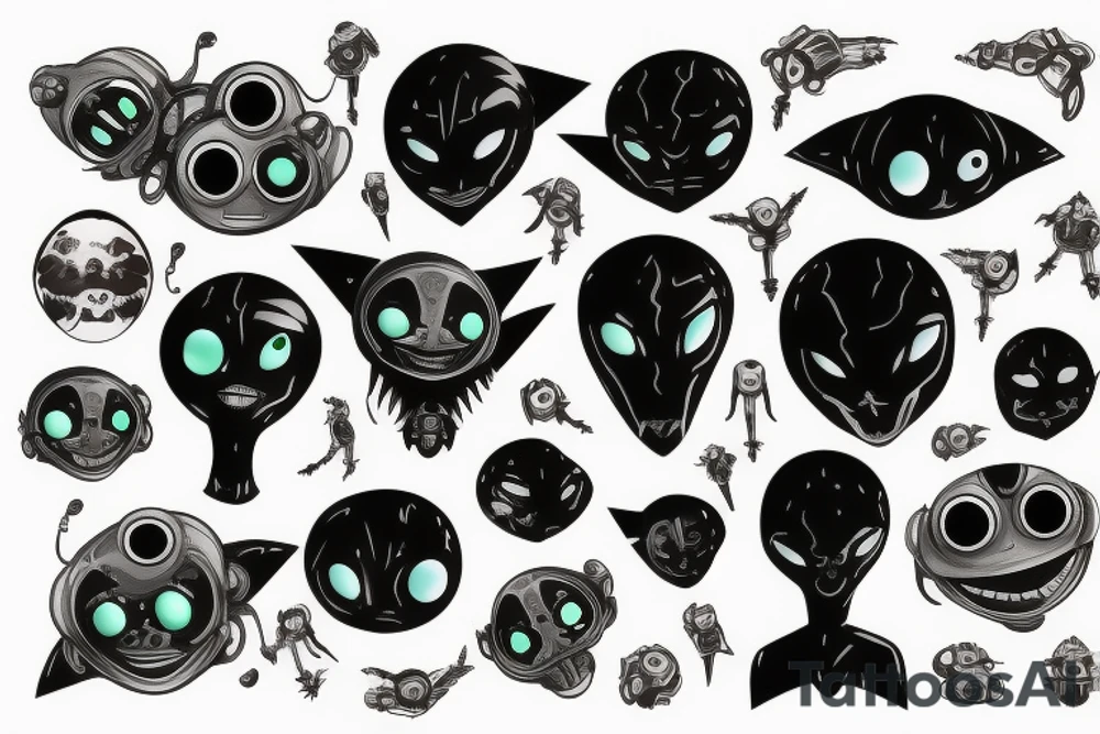 robotic goth alien tattoo idea