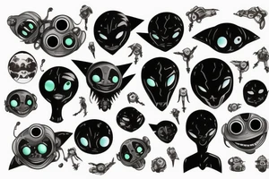 robotic goth alien tattoo idea
