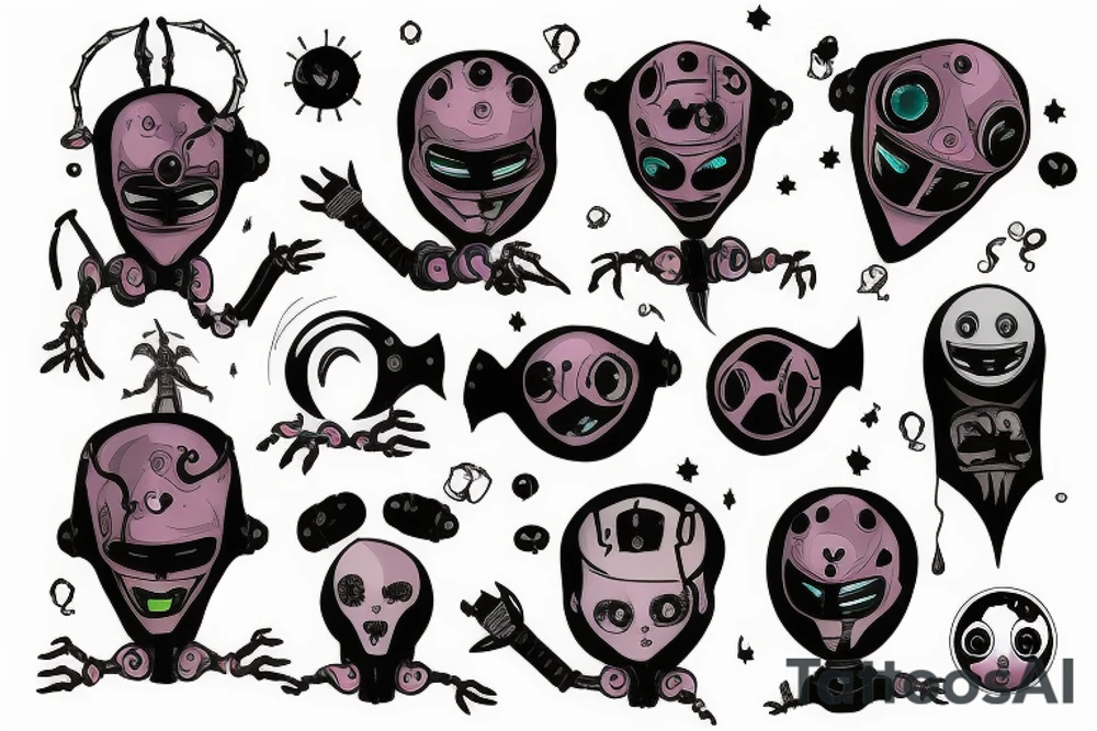 robotic goth alien tattoo idea