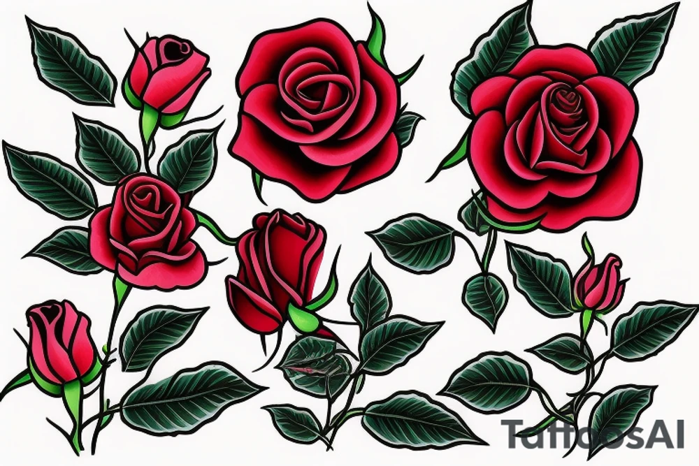 Red rose  intertwined with a Lilly of the valley tattoo idea
