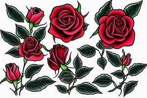 Red rose  intertwined with a Lilly of the valley tattoo idea