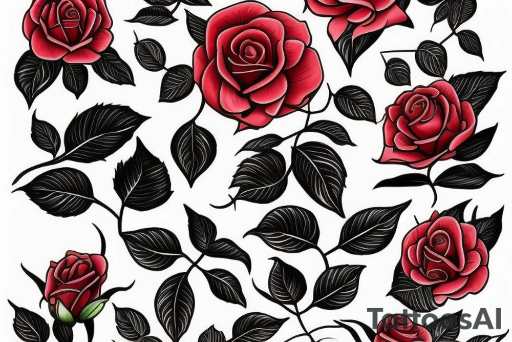 Red rose  intertwined with a Lilly of the valley tattoo idea
