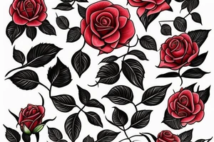 Red rose  intertwined with a Lilly of the valley tattoo idea
