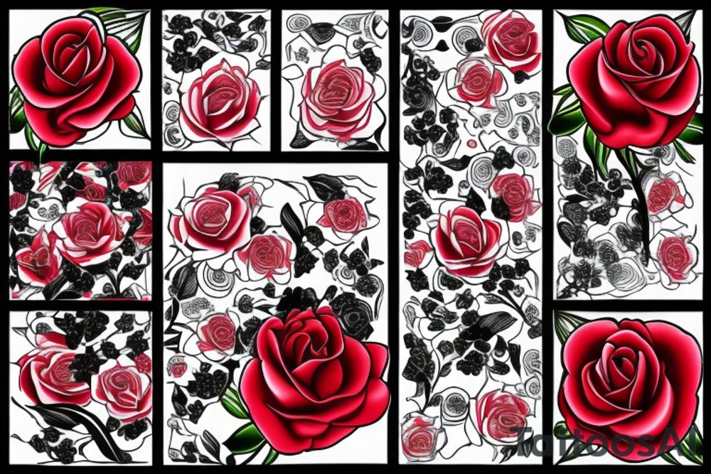 Red rose  intertwined with a Lilly of the valley tattoo idea