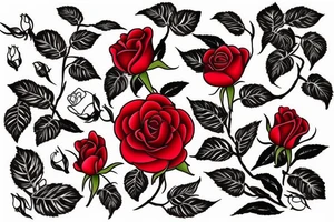 Red rose  intertwined with a Lilly of the valley tattoo idea