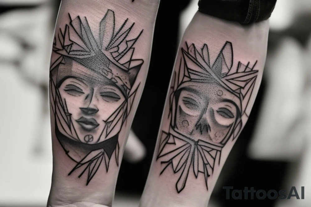 This is the picture of my hand tattoo.  I want you to make a tattoo design for me to complete my tattoo.file:///Users/Guest/Downloads/photo_6332122481686590653_y%20(1).jpg
I want those designs to be taken from the events of my life.  which includes the death of my love, the hardships I suffered, I was like a lone wolf and like a lion king. tattoo idea
