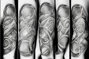Braslet with pionies and  two black lines across arm tattoo idea