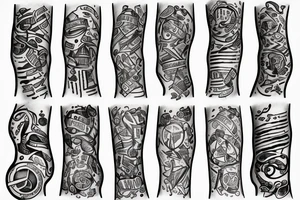 Braslet with pionies and  two black lines across arm tattoo idea