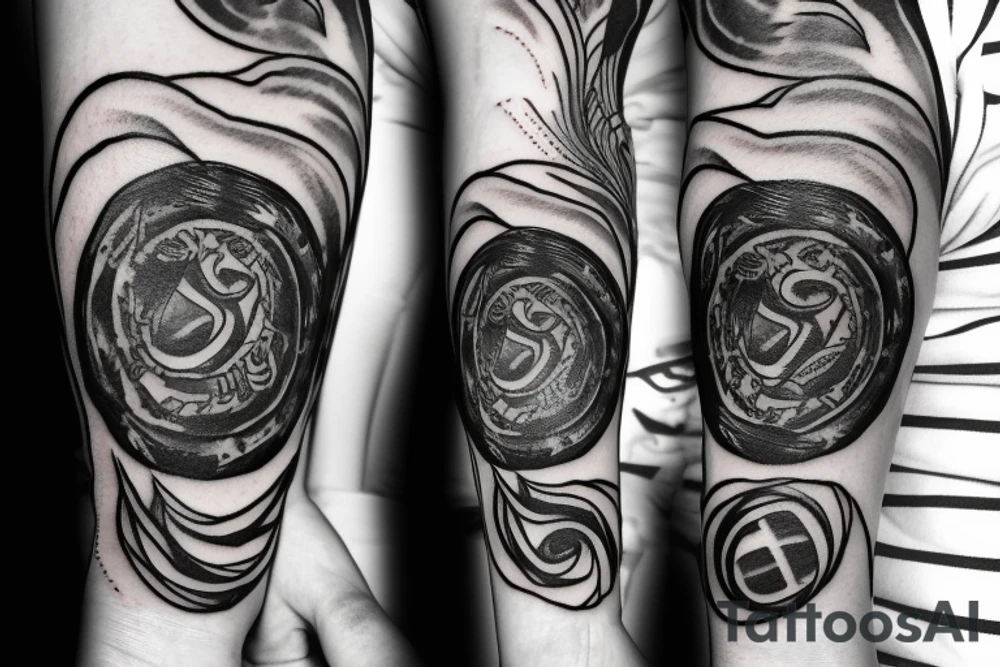 Braslet with pionies and  two black lines across arm tattoo idea