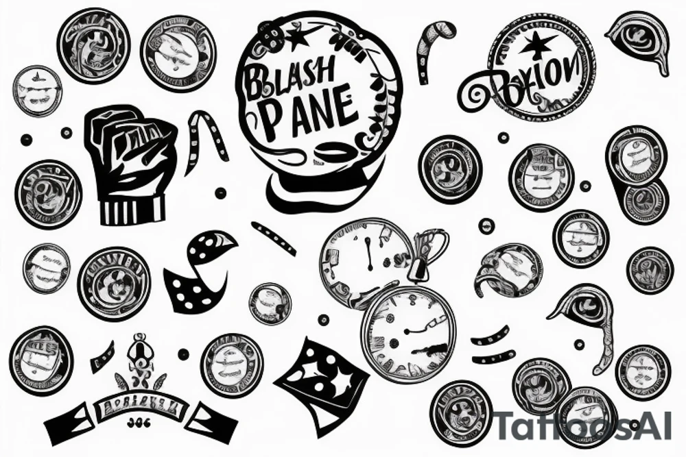 Braslet with pionies and  two black lines across arm tattoo idea