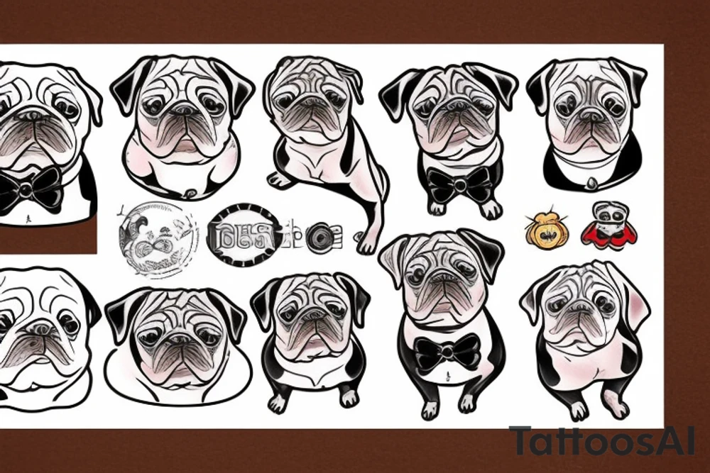 Pug with big smoky joint tattoo idea