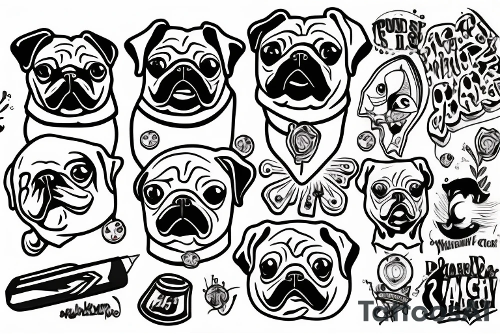 Pug with big smoky joint tattoo idea